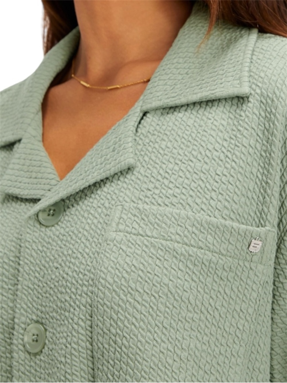 FABLETICS Crinkle Knit Boxy Button Down - Picture 3 of 4